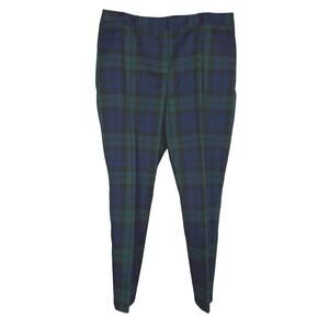 Tahari Women’s Blackwatch Plaid Trouser Pants Black Green 14 Holiday Classic NYE